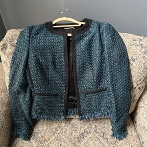 Tweed blazer with fringe